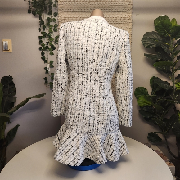 Double Breasted Ruffle Hem Tweed Dress (Medium) - Picture 5 of 9